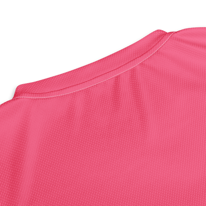 Michigan Upper Peninsula Soccer Jersey (w/ UP Outline) | Unisex - Rhodochrosite Pink