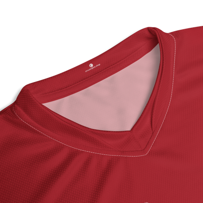 Michigan Upper Peninsula Soccer Jersey (w/ UP Outline) | Unisex - Thimbleberry Red