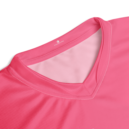 Michigan Upper Peninsula Soccer Jersey (w/ UP Outline) | Unisex - Rhodochrosite Pink