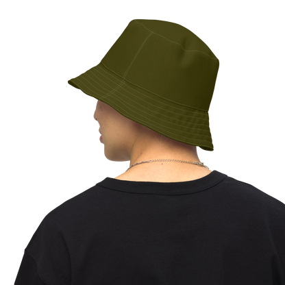 Michigan Upper Peninsula Bucket Hat (w/ UP Outline) | Reversible - Military Green