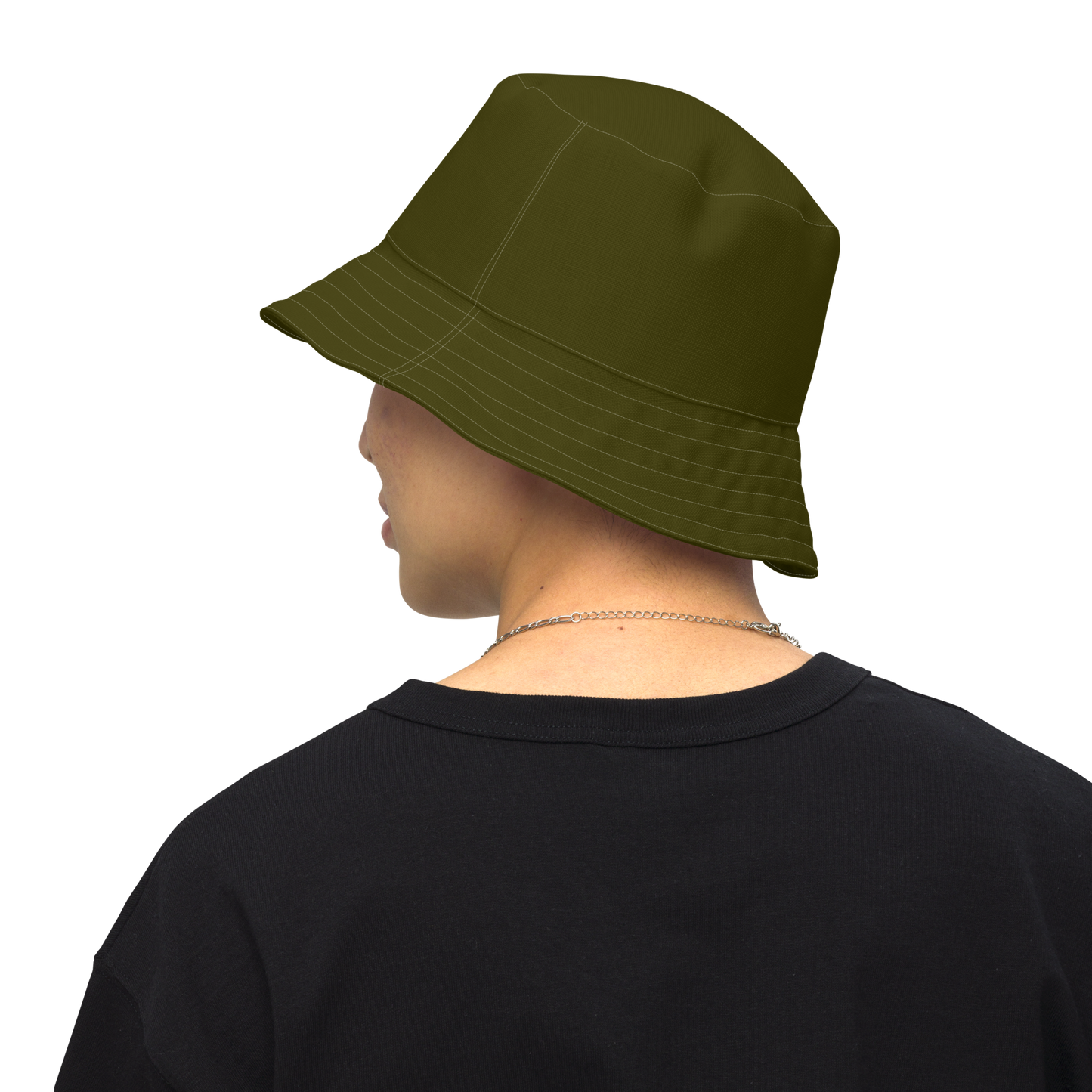 Michigan Upper Peninsula Bucket Hat (w/ Gold UP Outline) | Reversible - Military Green