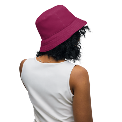 Michigan Upper Peninsula Bucket Hat (w/ Pink UP Outline) | Reversible - Ruby Red