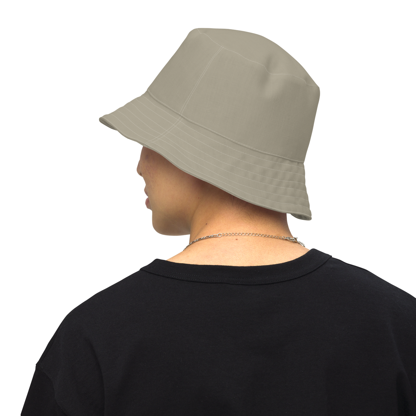 Michigan Upper Peninsula Bucket Hat (w/ Army Green UP Outline) | Reversible - Petoskey Stone Beige