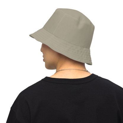 Michigan Upper Peninsula Bucket Hat (w/ Army Green UP Outline) | Reversible - Petoskey Stone Beige