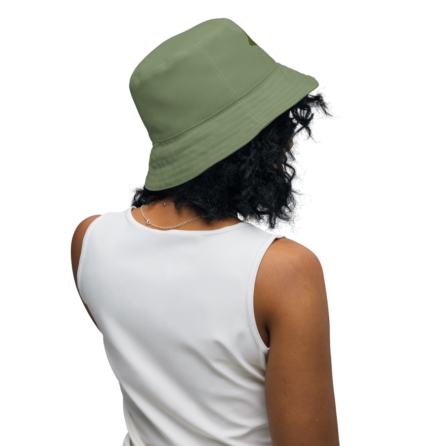 Michigan Upper Peninsula Bucket Hat (w/ Army Green UP Outline) | Reversible - Camo Green