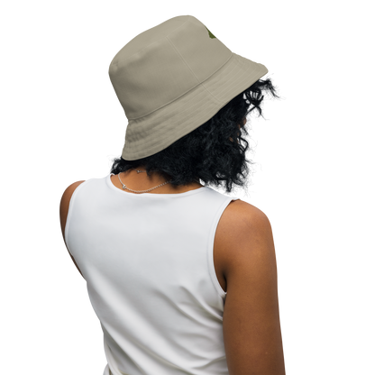 Michigan Upper Peninsula Bucket Hat (w/ Army Green UP Outline) | Reversible - Petoskey Stone Beige