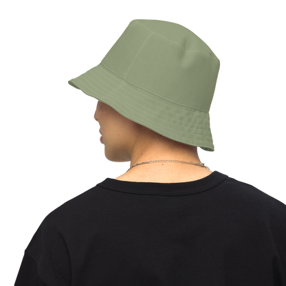 Detroit Bucket Hat (w/ Army Green 'Old French D') | Reversible - Beachgrass Green