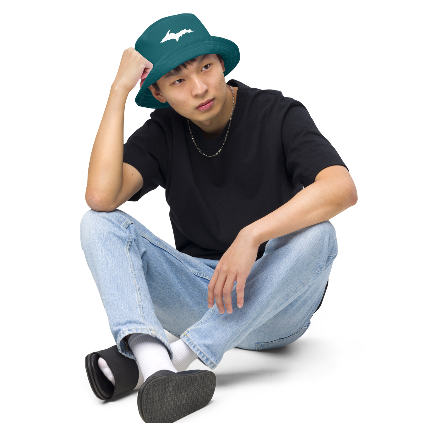 Michigan Upper Peninsula Bucket Hat (w/ UP Outline) | Reversible - Teal