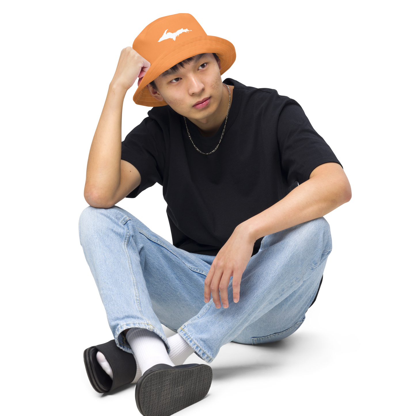 Michigan Upper Peninsula Bucket Hat (w/ UP Outline) | Reversible - Orange