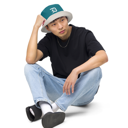 Detroit 'Old English D' Bucket Hat | Reversible - Auburn Hills Teal/Canvas Color