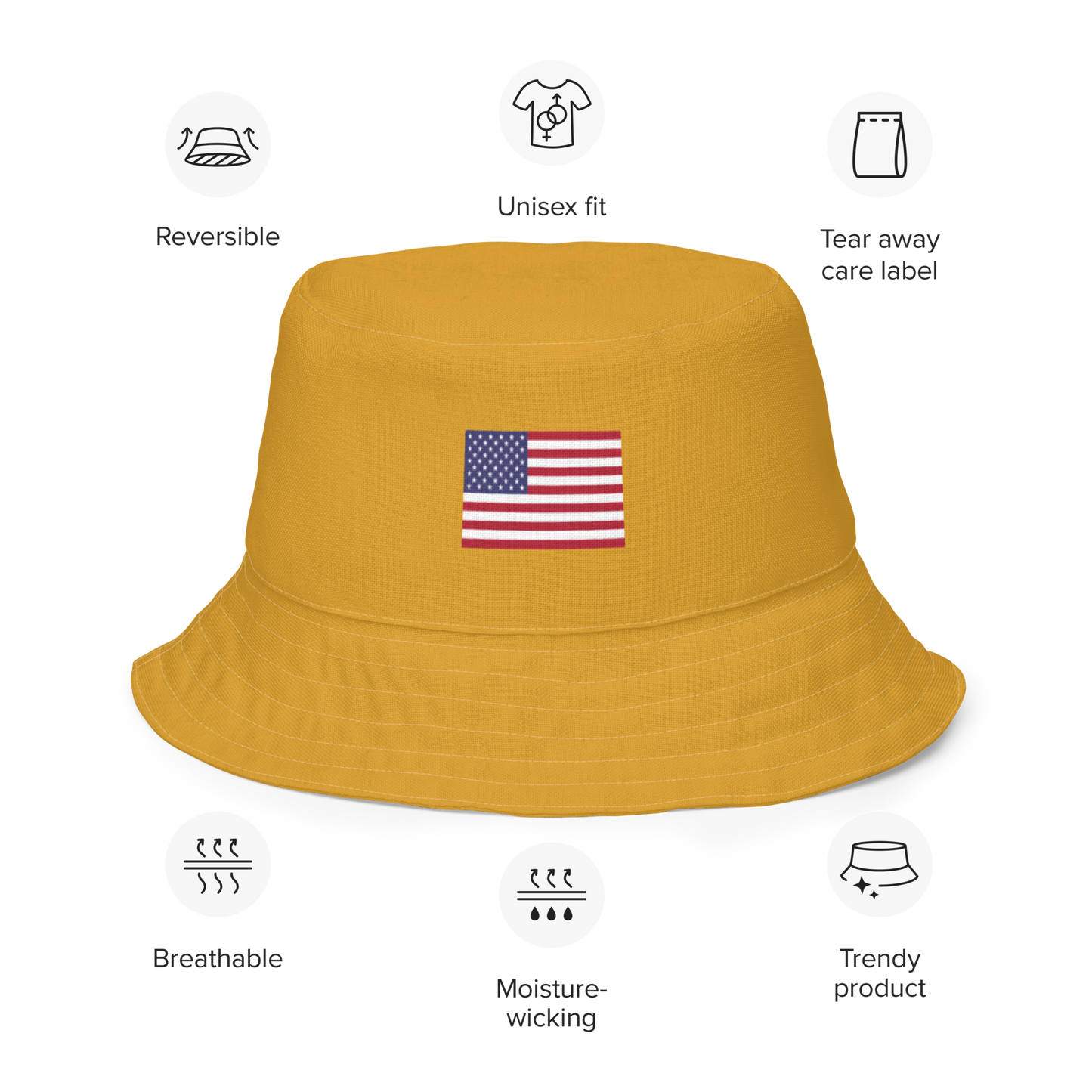 Michigan Upper Peninsula Bucket Hat (Patriot Edition) | Reversible - Gold