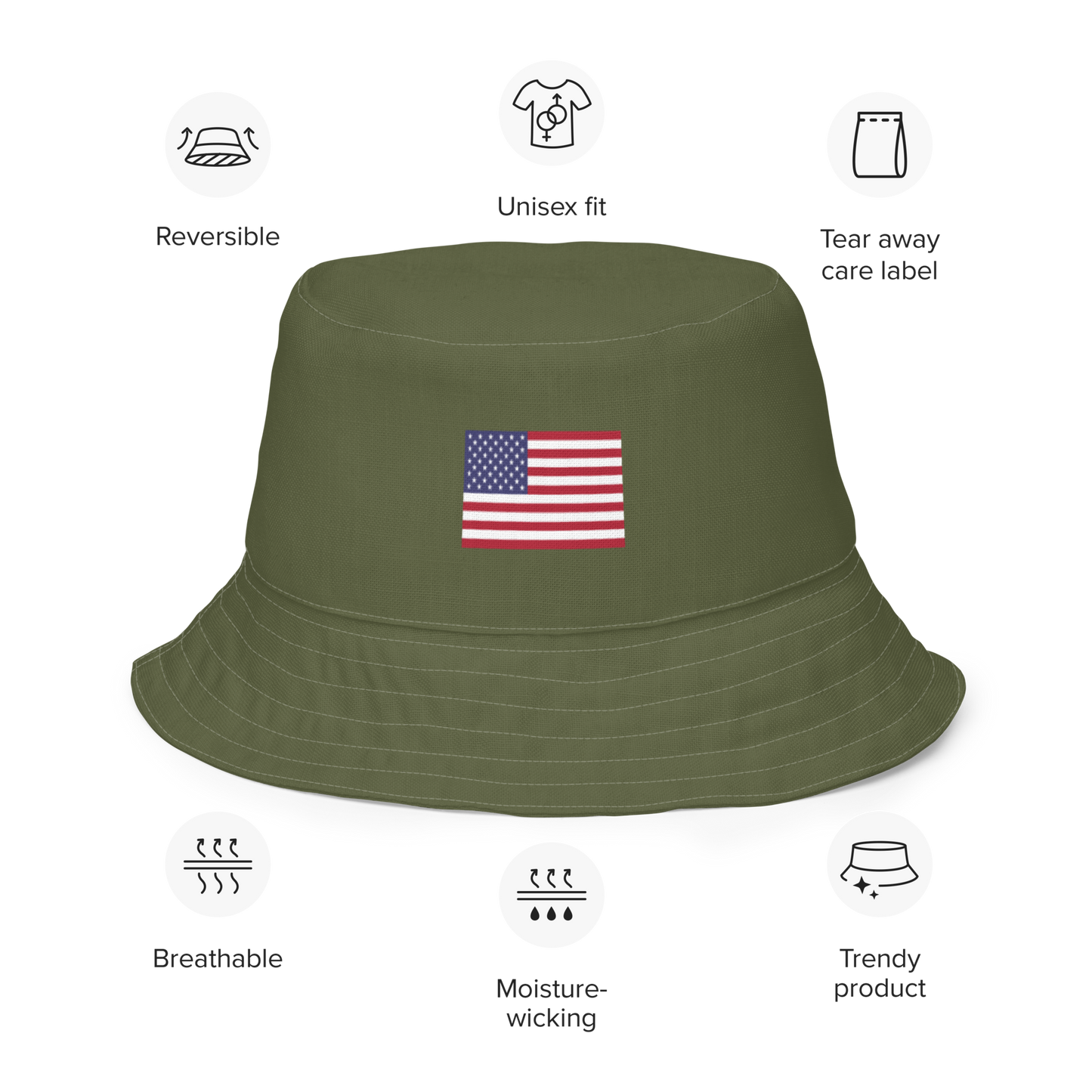 Michigan Upper Peninsula Bucket Hat (Patriot Edition) | Reversible - Army Green