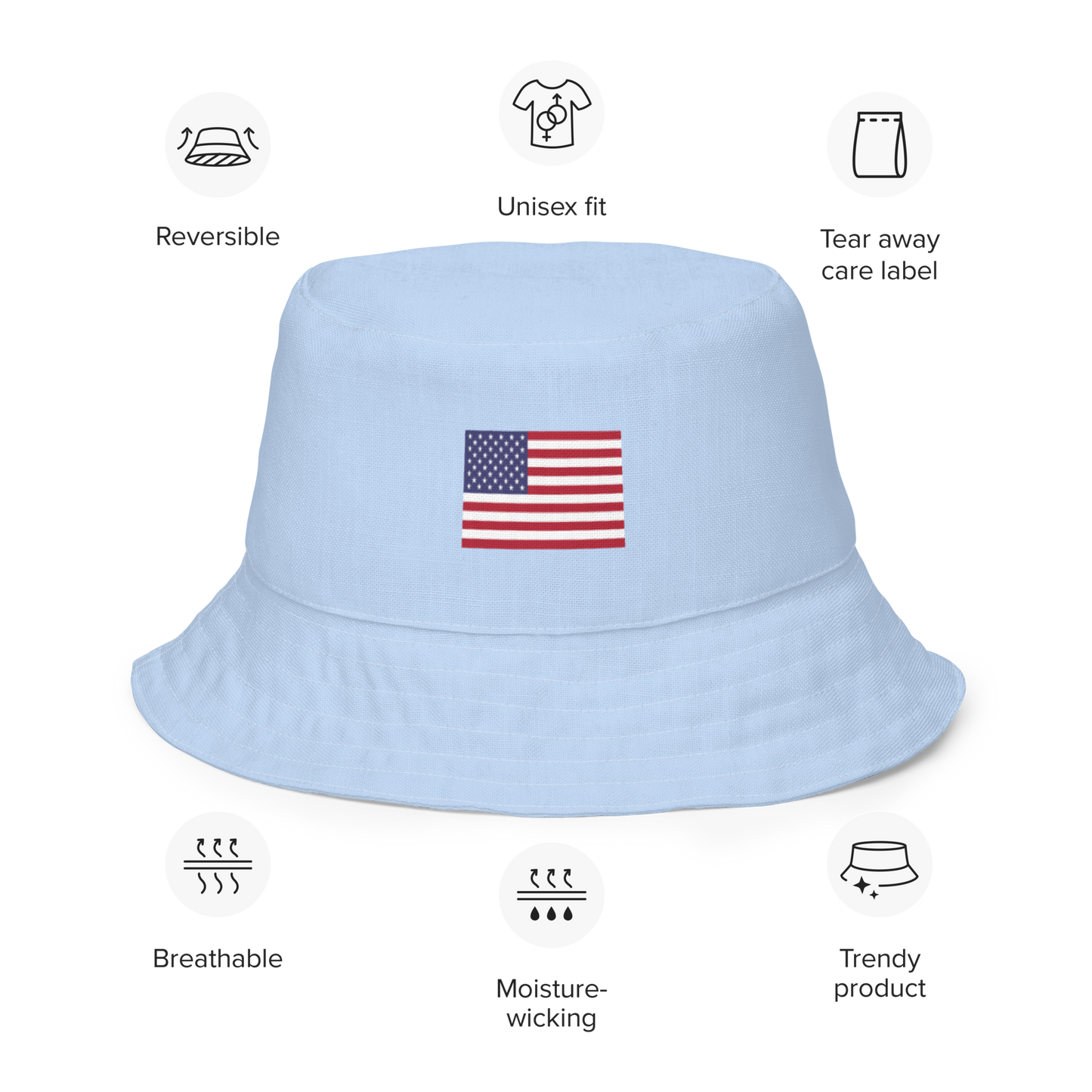 Michigan Upper Peninsula Bucket Hat (Patriot Edition) | Reversible - Light Blue