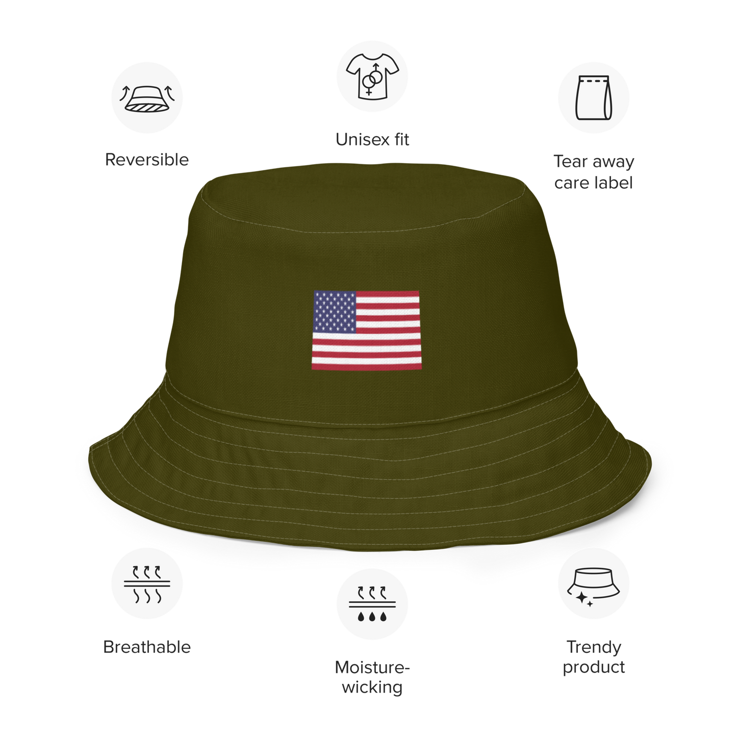 Michigan Upper Peninsula Bucket Hat (Patriot Edition) | Reversible - Military Green