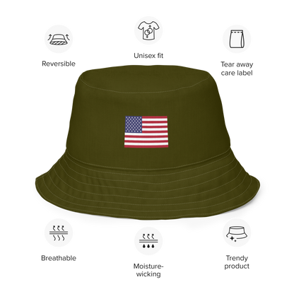 Michigan Upper Peninsula Bucket Hat (Patriot Edition) | Reversible - Military Green