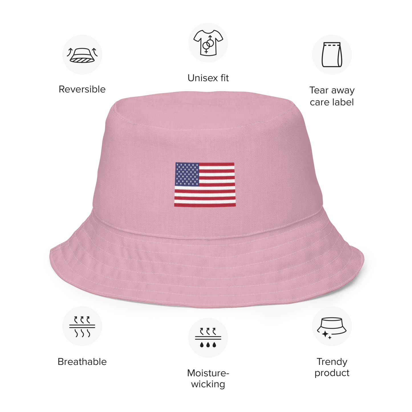 Michigan Upper Peninsula Bucket Hat (Patriot Edition) | Reversible - Pink