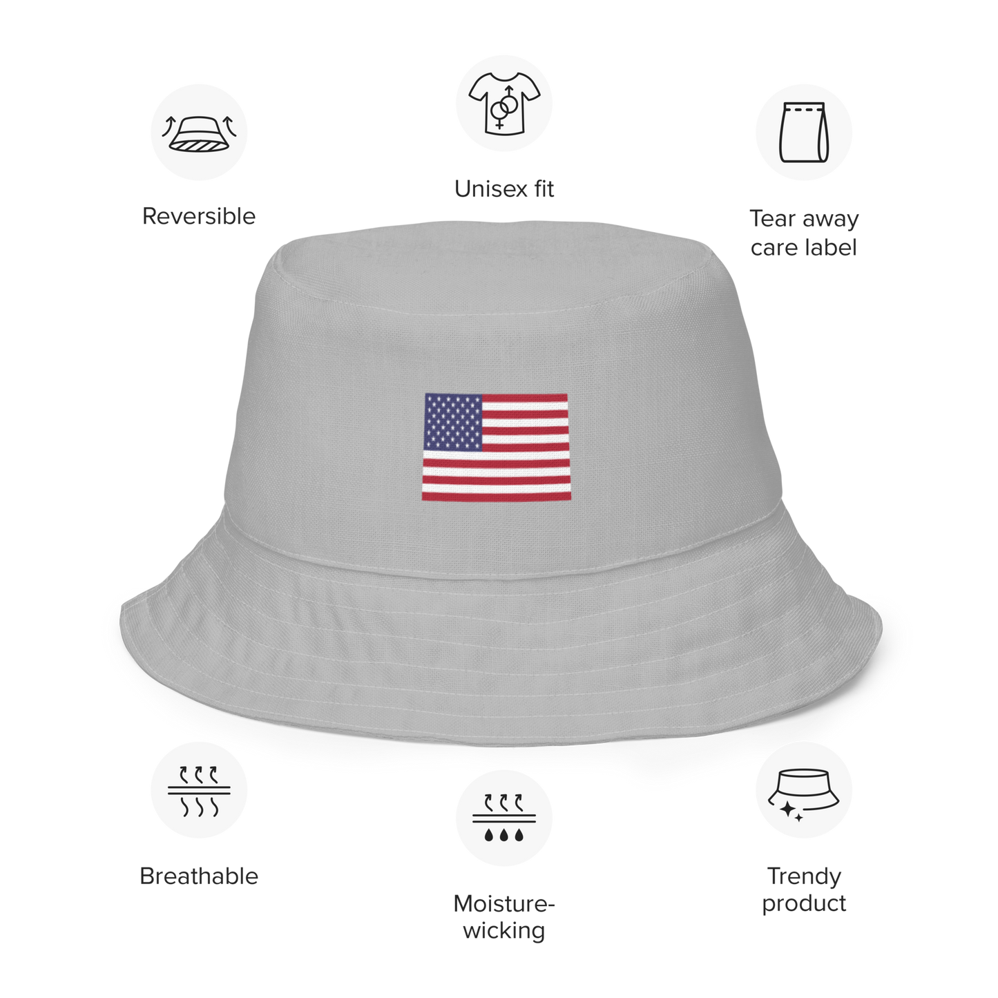 Michigan Upper Peninsula Bucket Hat (Patriot Edition) | Reversible - Silver