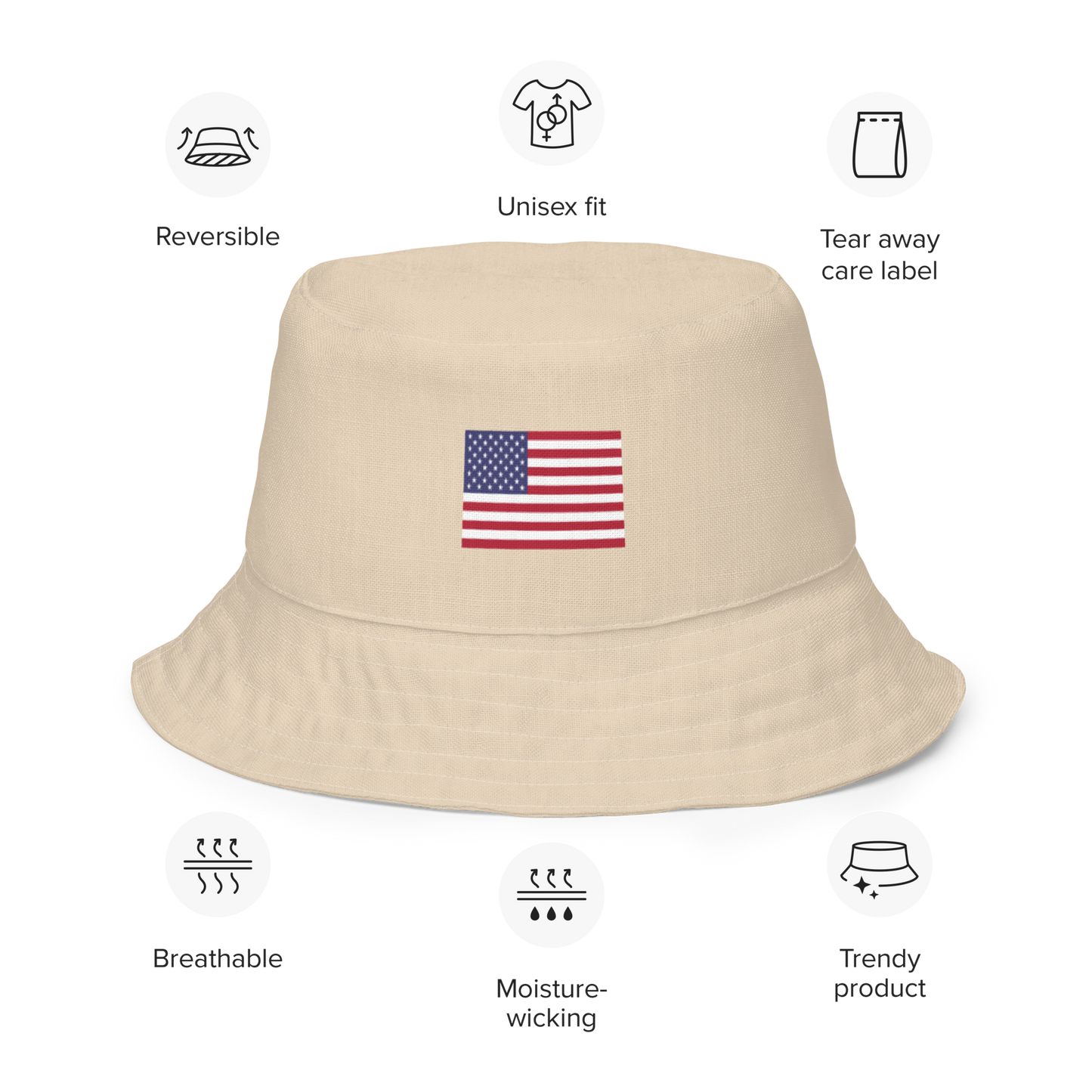 Michigan Upper Peninsula Bucket Hat (Patriot Edition) | Reversible - Canvas Color