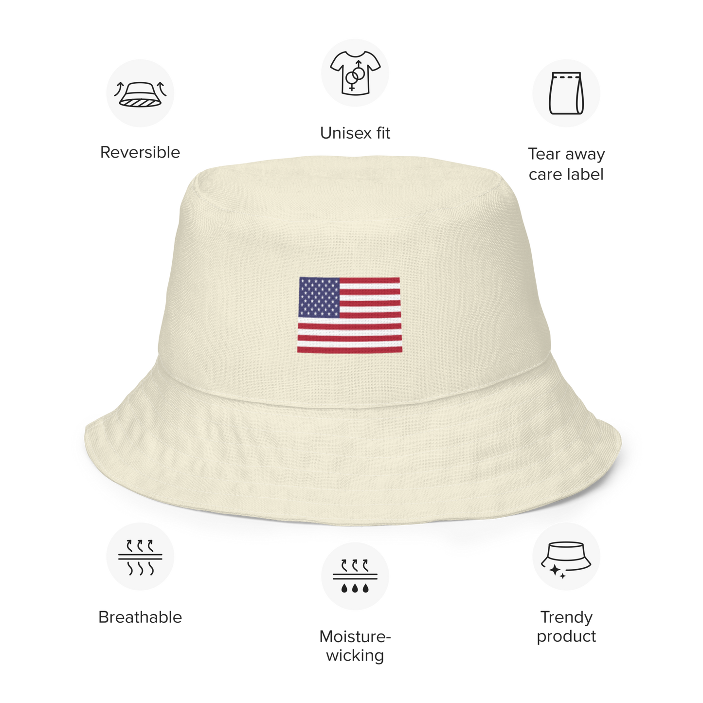 Michigan Upper Peninsula Bucket Hat (Patriot Edition) | Reversible - Ivory