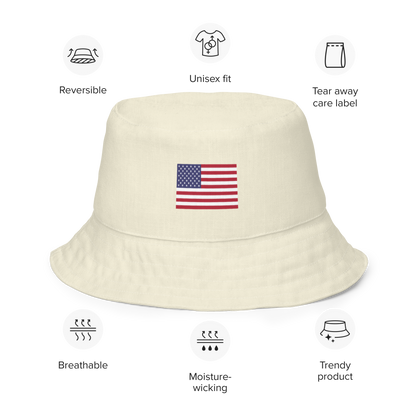 Michigan Upper Peninsula Bucket Hat (Patriot Edition) | Reversible - Ivory