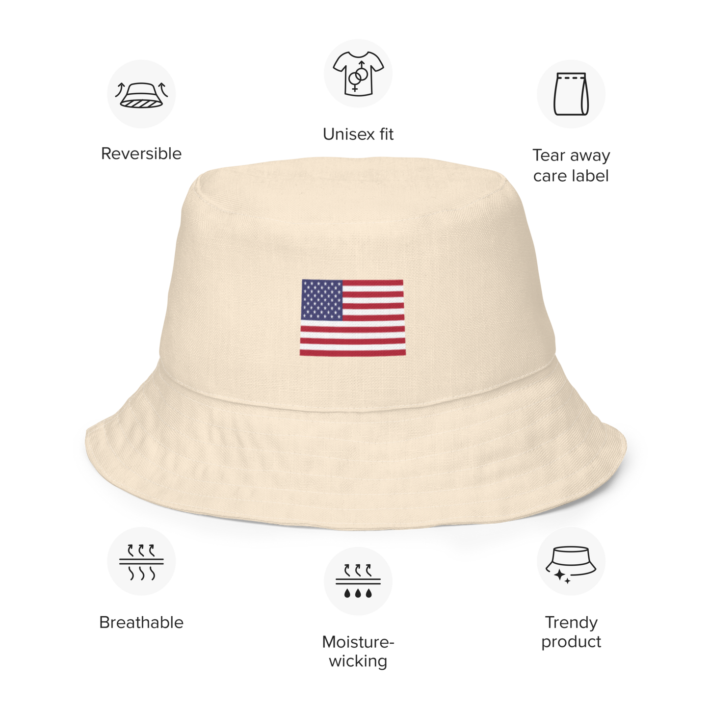 Michigan Upper Peninsula Bucket Hat (Patriot Edition) | Reversible - Champagne White