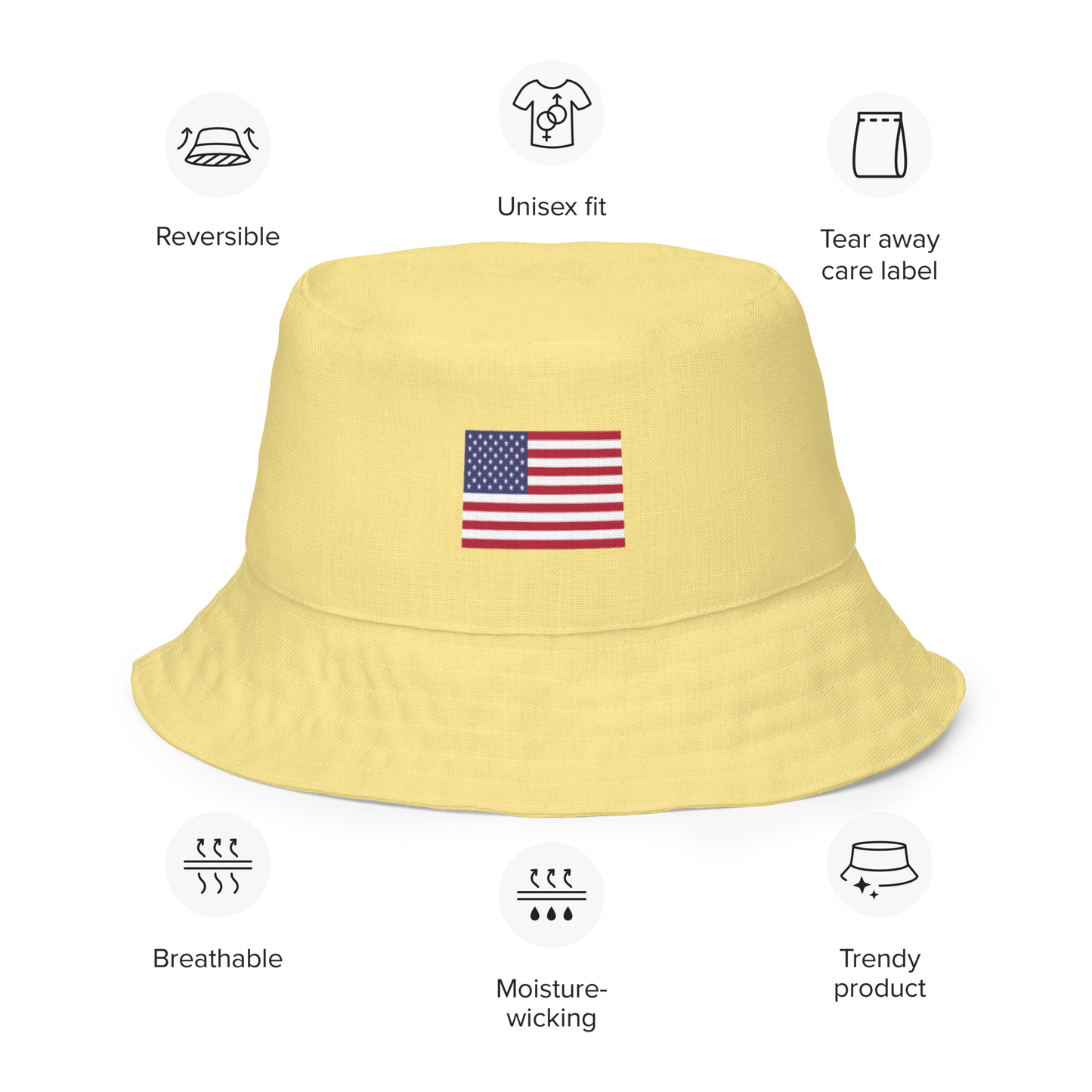 Michigan Upper Peninsula Bucket Hat (Patriot Edition) | Reversible - Cherry Yellow