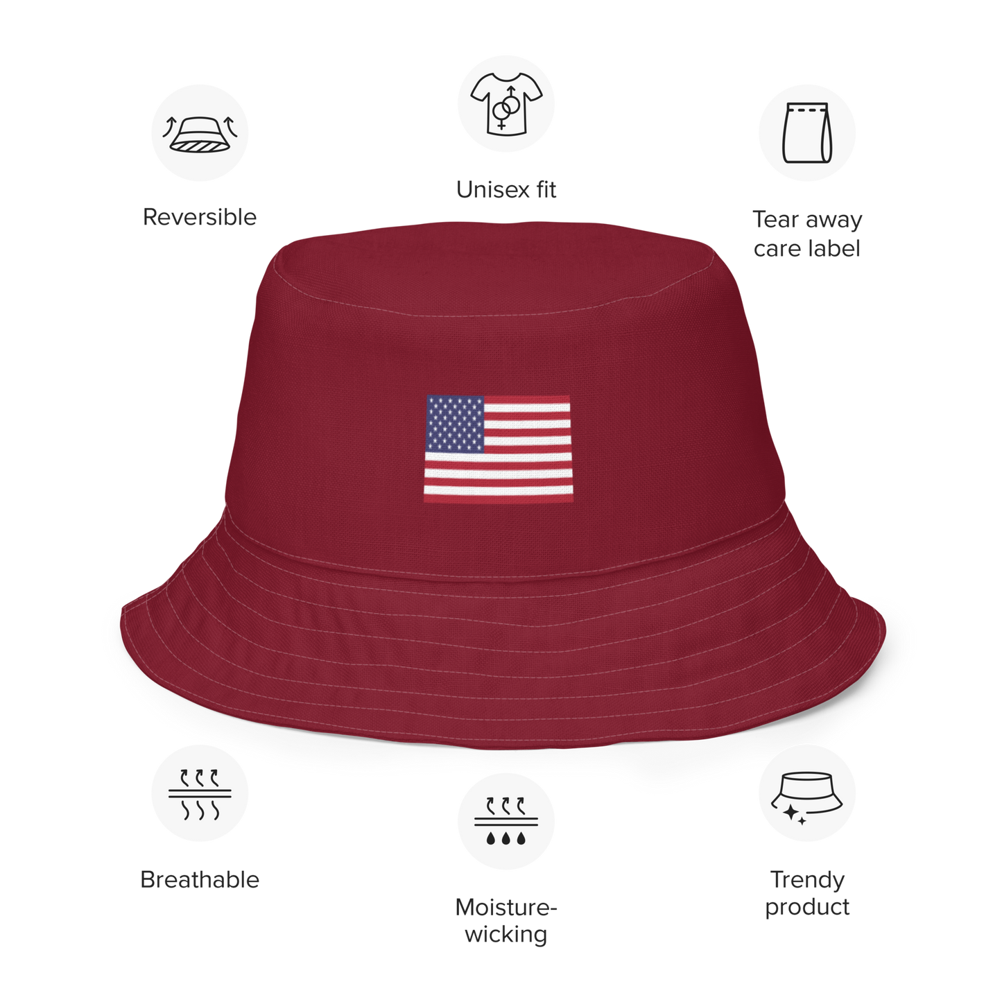 Michigan Upper Peninsula Bucket Hat (Patriot Edition) | Reversible - Burgandy