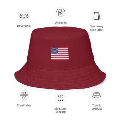 Michigan Upper Peninsula Bucket Hat (Patriot Edition) | Reversible - Burgandy