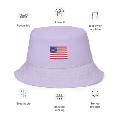 Michigan Upper Peninsula Bucket Hat (Patriot Edition) | Reversible - Birch Bark White