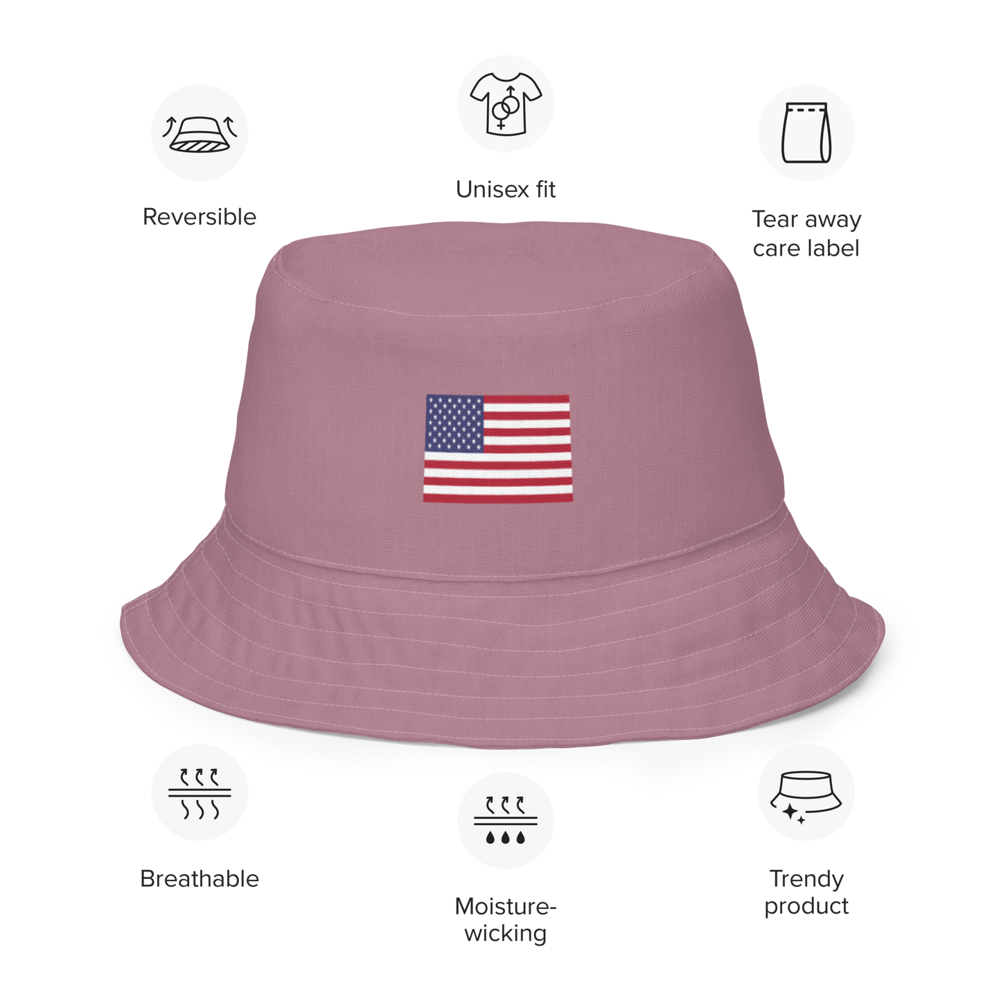 Michigan Upper Peninsula Bucket Hat (Patriot Edition) | Reversible - Cherry Blossom Pink