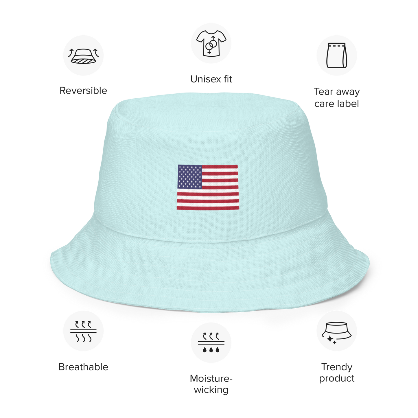 Michigan Upper Peninsula Bucket Hat (Patriot Edition) | Reversible - Cyan