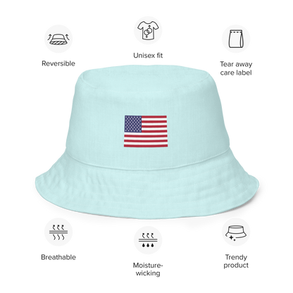 Michigan Upper Peninsula Bucket Hat (Patriot Edition) | Reversible - Cyan