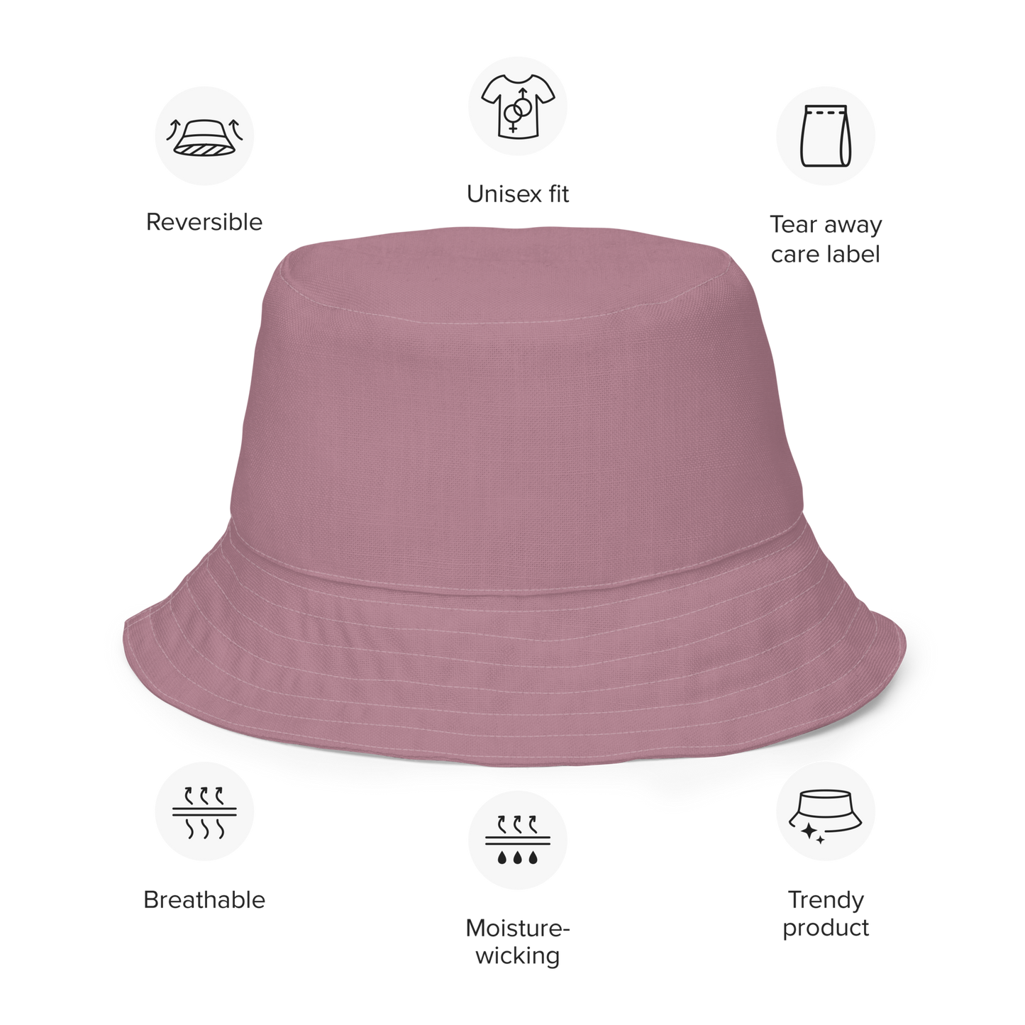 Michigan Upper Peninsula Bucket Hat (w/ UP Outline) | Reversible - Cherry Blossom Pink