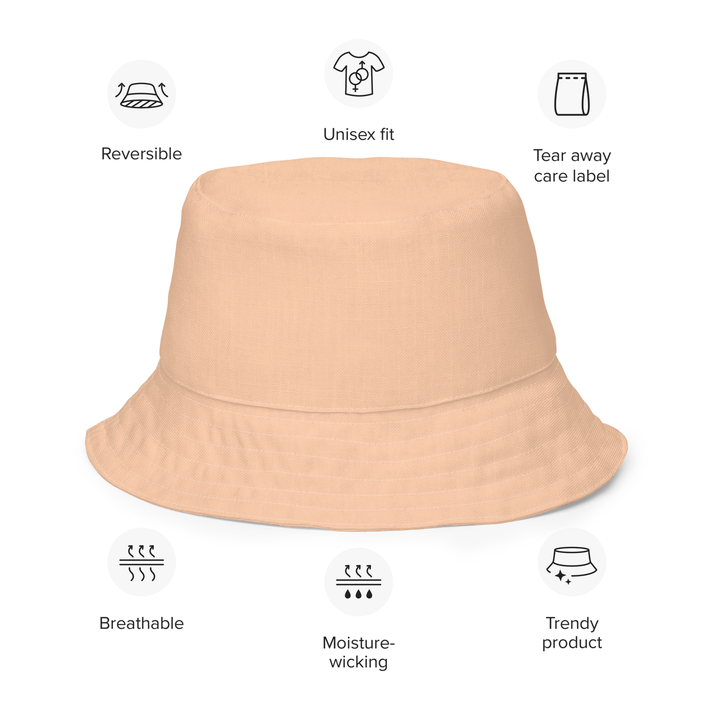 Michigan Upper Peninsula Bucket Hat (w/ UP Outline) | Reversible - Peach Color