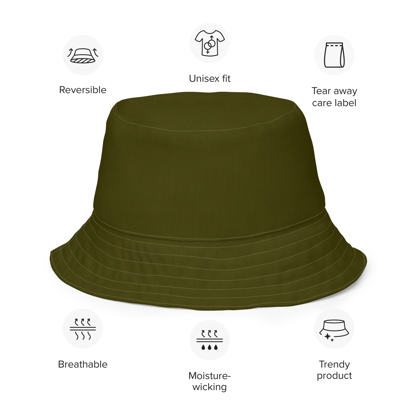 Michigan Upper Peninsula Bucket Hat (w/ UP Outline) | Reversible - Military Green