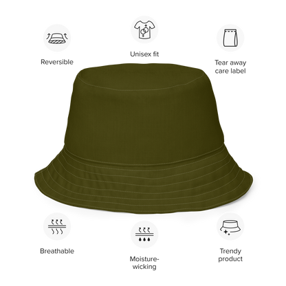 Michigan Upper Peninsula Bucket Hat (w/ UP Outline) | Reversible - Military Green