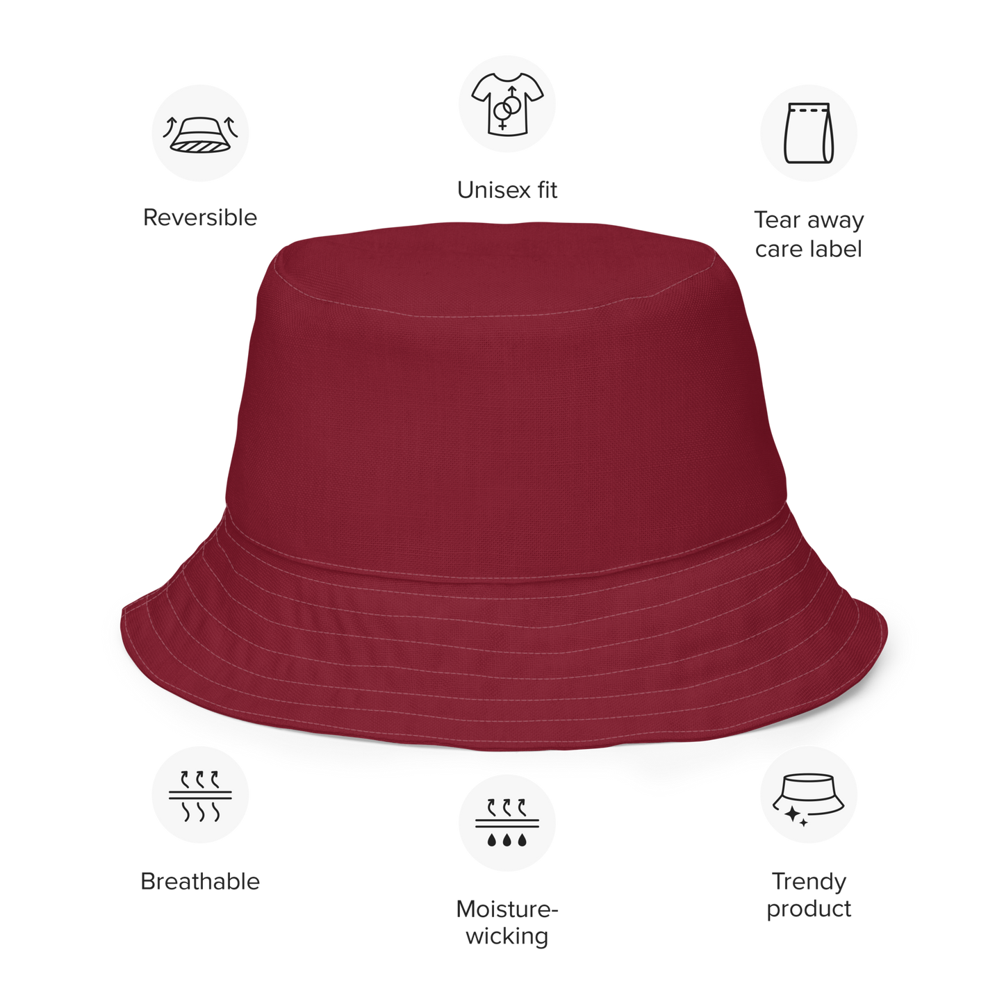 Michigan Upper Peninsula Bucket Hat (w/ UP Outline) | Reversible - Burgandy