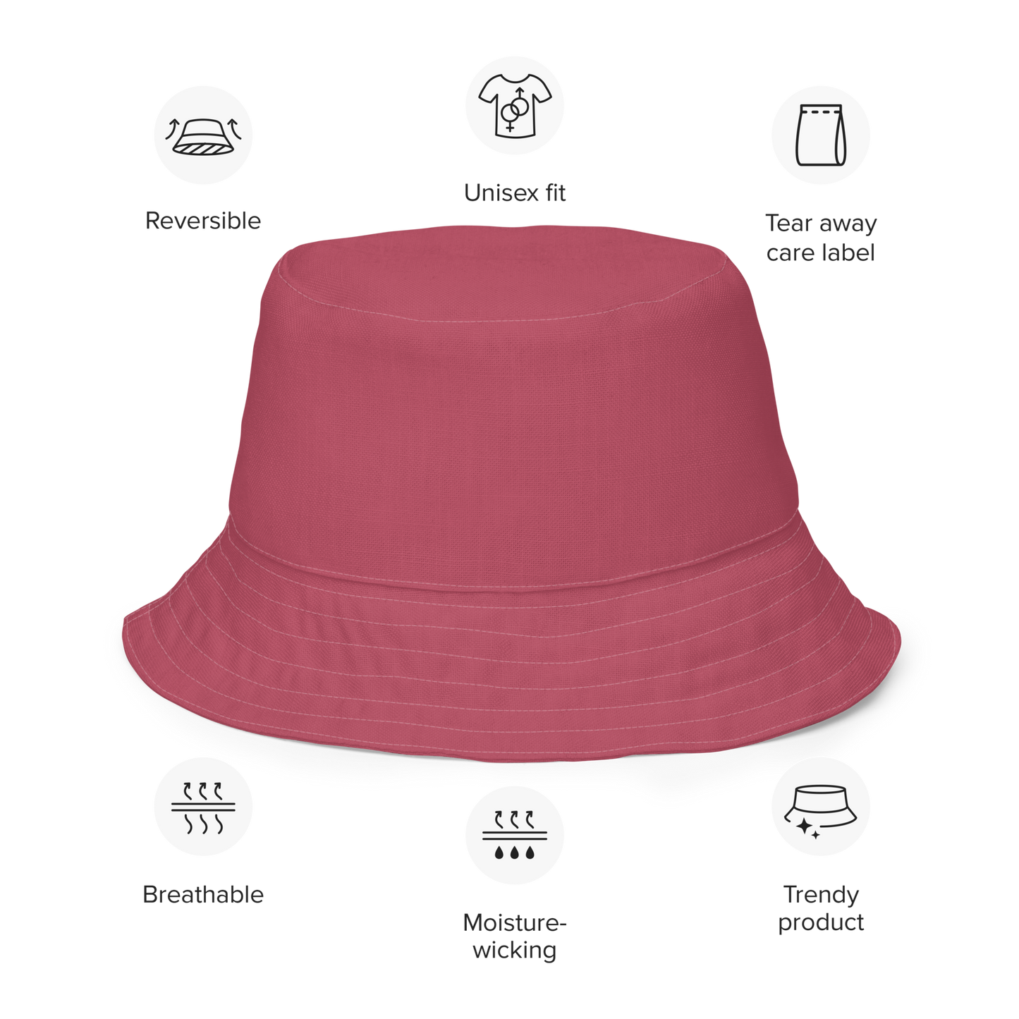 Michigan Upper Peninsula Bucket Hat (w/ UP Outline) | Reversible - Popstar Pink