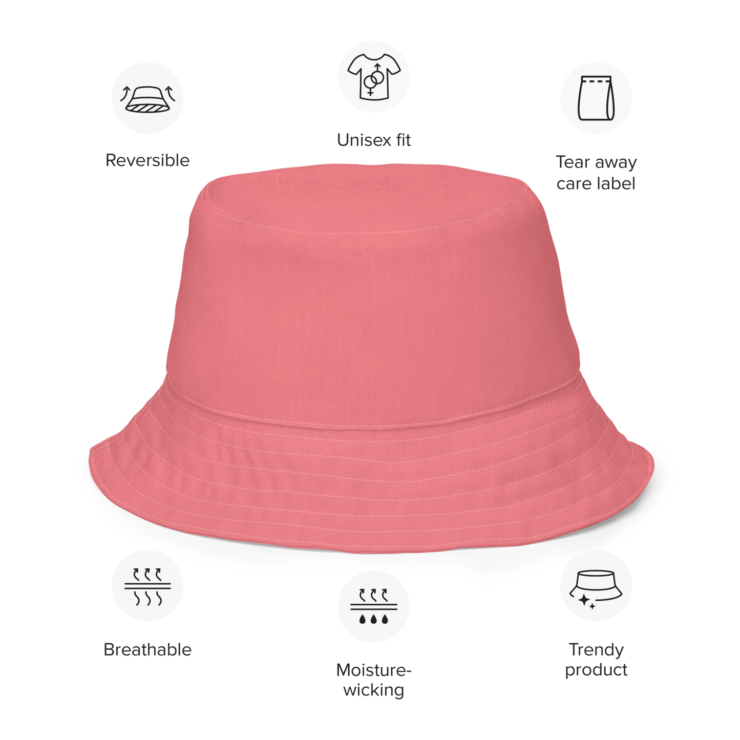 Michigan Upper Peninsula Bucket Hat (w/ UP Outline) | Reversible - Watermelon Pink