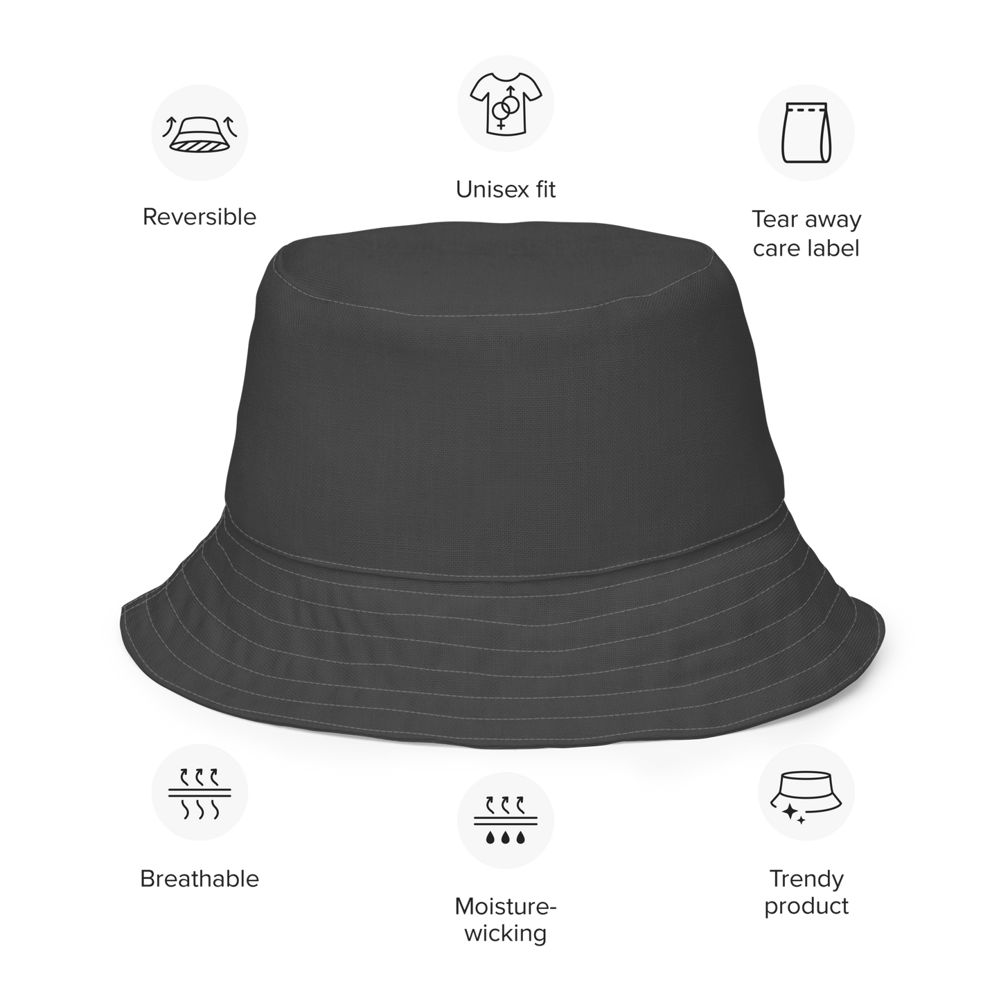 Michigan Upper Peninsula Bucket Hat (w/ UP Outline) | Reversible - Iron Ore Grey