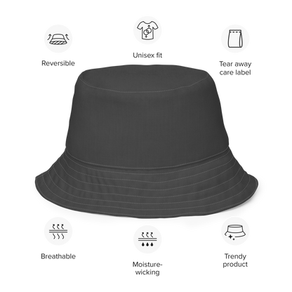 Michigan Upper Peninsula Bucket Hat (w/ UP Outline) | Reversible - Iron Ore Grey