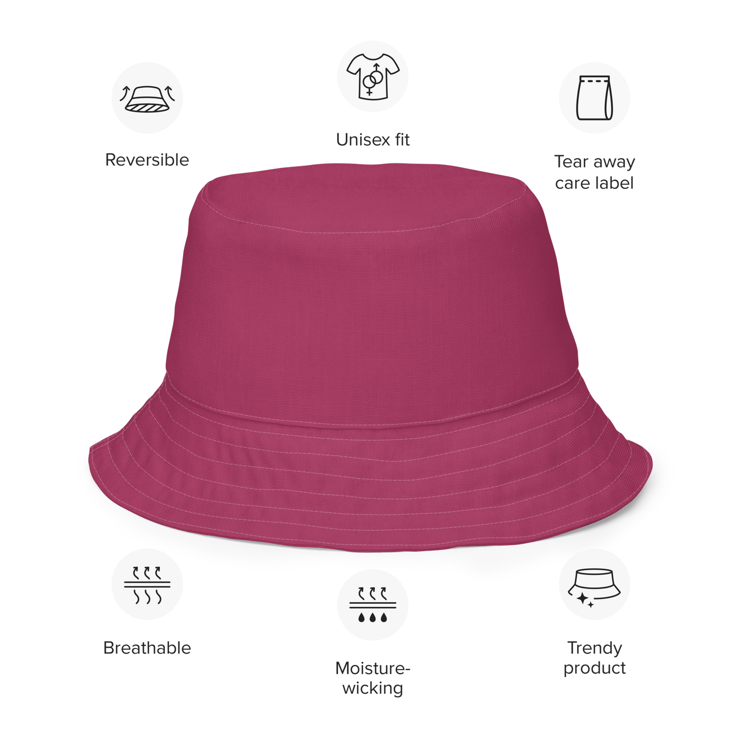 Michigan Upper Peninsula Bucket Hat (w/ UP Outline) | Reversible - Lipstick Pink