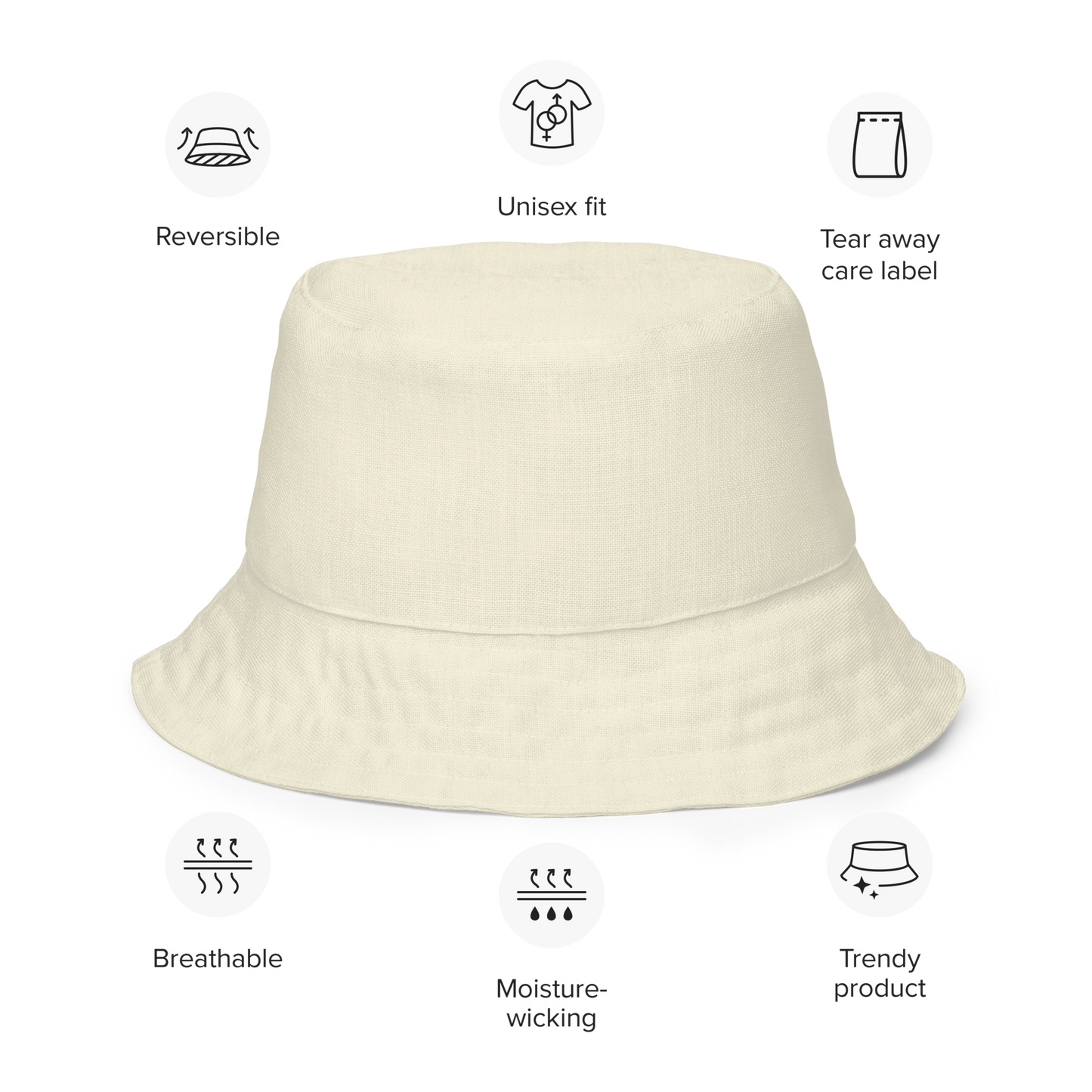 Michigan Upper Peninsula Bucket Hat (w/ Navy UP Outline) | Reversible - Ivory White