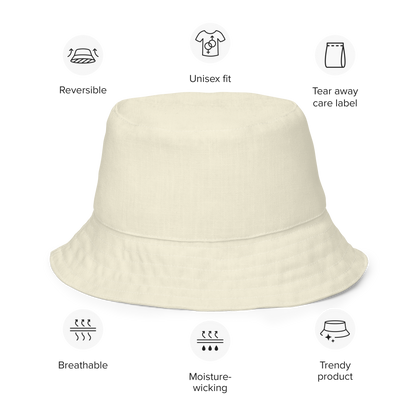 Michigan Upper Peninsula Bucket Hat (w/ Navy UP Outline) | Reversible - Ivory White