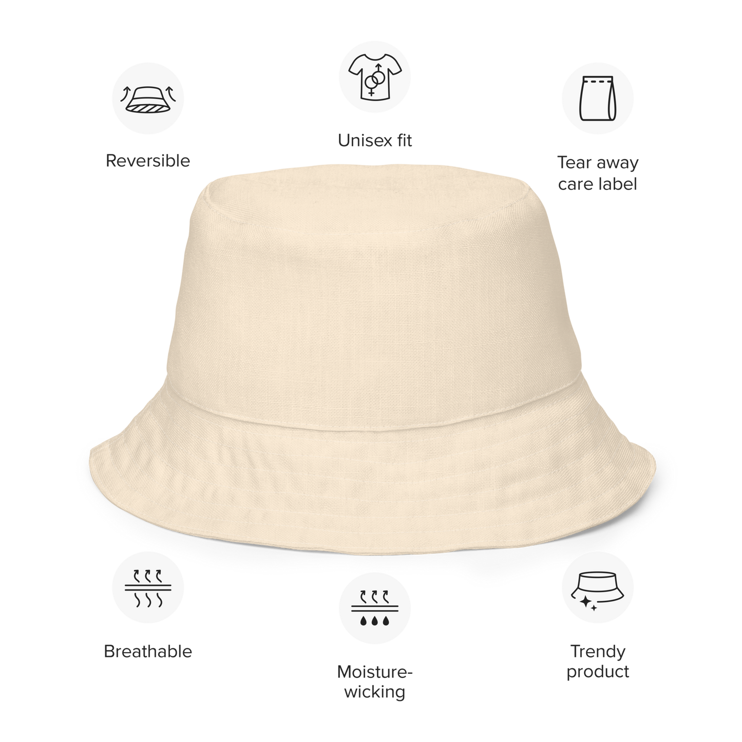 Michigan Upper Peninsula Bucket Hat (w/ Navy UP Outline) | Reversible - Champagne White