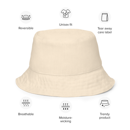 Michigan Upper Peninsula Bucket Hat (w/ Navy UP Outline) | Reversible - Champagne White