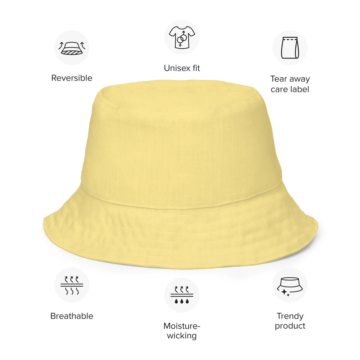 Michigan Upper Peninsula Bucket Hat (w/ Navy UP Outline) | Reversible - Cherry Yellow