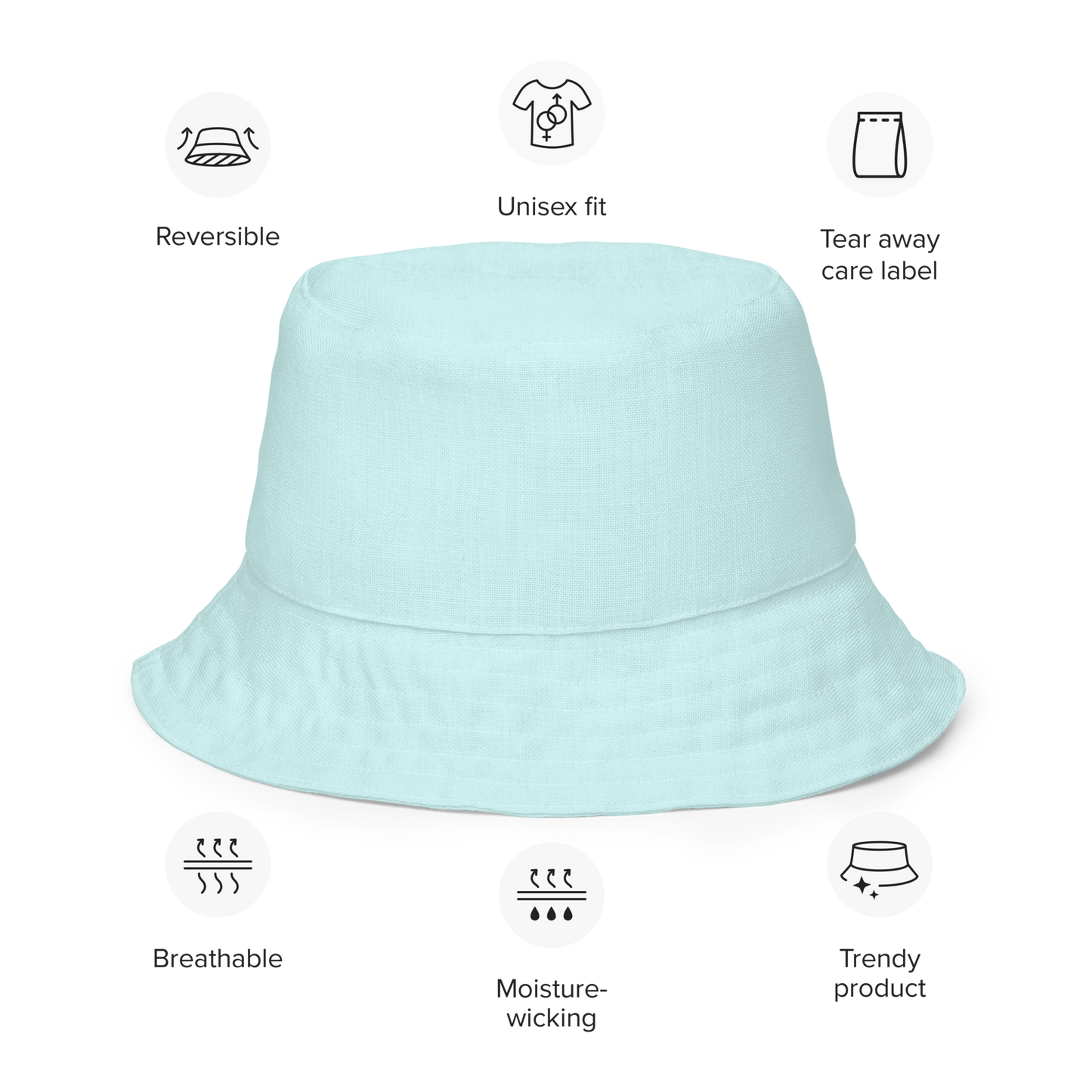 Michigan Upper Peninsula Bucket Hat (w/ Navy UP Outline) | Reversible - Cyan