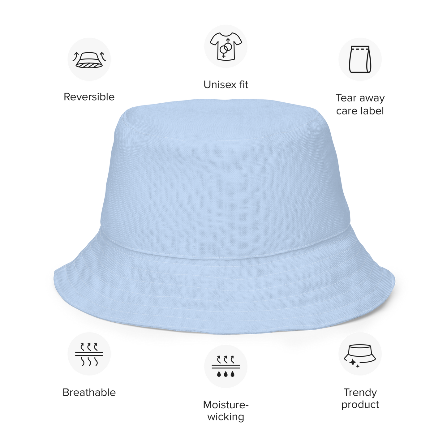 Michigan Upper Peninsula Bucket Hat (w/ Navy UP Outline) | Reversible - Light Blue