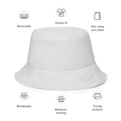 Michigan Upper Peninsula Bucket Hat (w/ Navy UP Outline) | Reversible - Birch Bark White